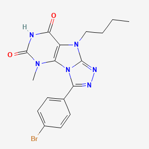 molecular formula C17H17BrN6O2 B2589357 3-(4-溴苯基)-9-丁基-5-甲基-5H-[1,2,4]三唑并[4,3-e]嘌呤-6,8(7H,9H)-二酮 CAS No. 921803-63-6