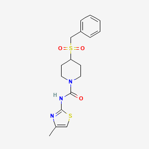 molecular formula C17H21N3O3S2 B2589360 4-(benzylsulfonyl)-N-(4-methylthiazol-2-yl)piperidine-1-carboxamide CAS No. 2034227-44-4