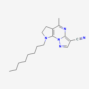 molecular formula C18H25N5 B2589362 5-methyl-8-octyl-7,8-dihydro-6H-pyrazolo[1,5-a]pyrrolo[3,2-e]pyrimidine-3-carbonitrile CAS No. 860610-71-5