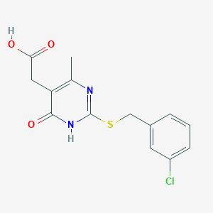 2-(2-((3-Chlorobenzyl)thio)-4-methyl-6-oxo-1,6-dihydropyrimidin-5-yl)acetic acid