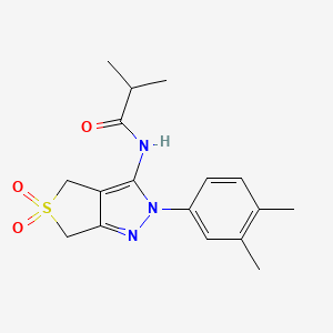 molecular formula C17H21N3O3S B2589376 N-(2-(3,4-二甲苯基)-5,5-二氧化-4,6-二氢-2H-噻吩并[3,4-c]吡唑-3-基)异丁酰胺 CAS No. 681267-16-3