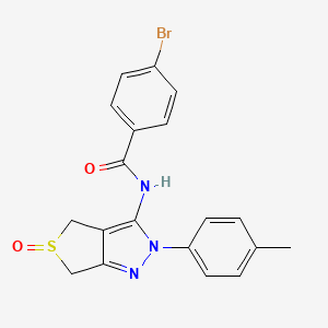 molecular formula C19H16BrN3O2S B2589379 4-溴-N-(5-氧化-2-(对甲基苯基)-4,6-二氢-2H-噻吩并[3,4-c]吡唑-3-基)苯甲酰胺 CAS No. 958587-45-6