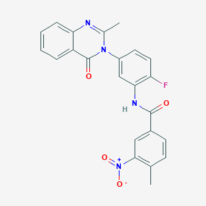 molecular formula C23H17FN4O4 B2589395 N-(2-fluoro-5-(2-methyl-4-oxoquinazolin-3(4H)-yl)phenyl)-4-methyl-3-nitrobenzamide CAS No. 899980-23-5