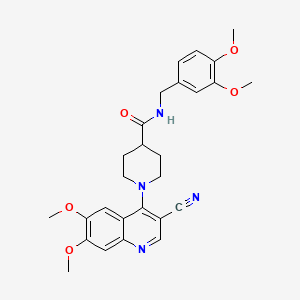 molecular formula C27H30N4O5 B2589396 N-1,3-benzodioxol-5-yl-2-[7-methyl-3-[3-(2-methylphenyl)-1,2,4-oxadiazol-5-yl]-4-oxo-1,8-naphthyridin-1(4H)-yl]acetamide CAS No. 1226447-26-2