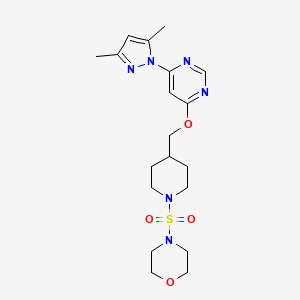 molecular formula C19H28N6O4S B2589397 4-[4-[[6-(3,5-Dimethylpyrazol-1-yl)pyrimidin-4-yl]oxymethyl]piperidin-1-yl]sulfonylmorpholine CAS No. 2380184-36-9
