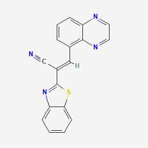 molecular formula C18H10N4S B2589398 (E)-2-(benzo[d]thiazol-2-yl)-3-(quinoxalin-5-yl)acrylonitrile CAS No. 924821-52-3