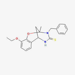 molecular formula C20H22N2O2S B2589400 3-benzyl-10-ethoxy-2-methyl-5,6-dihydro-2H-2,6-methanobenzo[g][1,3,5]oxadiazocine-4(3H)-thione CAS No. 946241-89-0