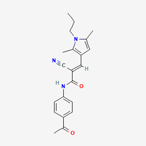 molecular formula C21H23N3O2 B2589402 (E)-N-(4-acetylphenyl)-2-cyano-3-(2,5-dimethyl-1-propylpyrrol-3-yl)prop-2-enamide CAS No. 930965-18-7