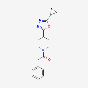molecular formula C18H21N3O2 B2589406 1-(4-(5-环丙基-1,3,4-恶二唑-2-基)哌啶-1-基)-2-苯乙酮 CAS No. 1170909-05-3
