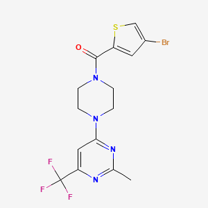 molecular formula C15H14BrF3N4OS B2589407 (4-Bromothiophen-2-yl)(4-(2-methyl-6-(trifluoromethyl)pyrimidin-4-yl)piperazin-1-yl)methanone CAS No. 2034345-30-5