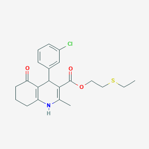 molecular formula C21H24ClNO3S B258941 2-(Ethylsulfanyl)ethyl 4-(3-chlorophenyl)-2-methyl-5-oxo-1,4,5,6,7,8-hexahydro-3-quinolinecarboxylate 