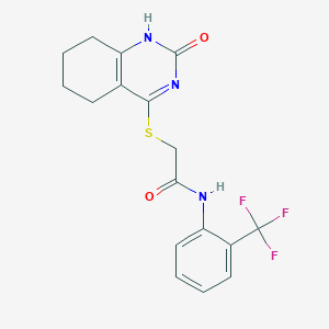 molecular formula C17H16F3N3O2S B2589422 2-[(2-oxo-5,6,7,8-tetrahydro-1H-quinazolin-4-yl)sulfanyl]-N-[2-(trifluoromethyl)phenyl]acetamide CAS No. 946372-23-2