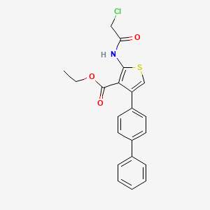 molecular formula C21H18ClNO3S B2589428 Ethyl 2-(2-chloroacetylamino)-4-(4-phenylphenyl)thiophene-3-carboxylate CAS No. 314245-21-1