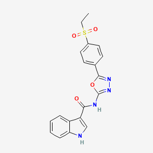 molecular formula C19H16N4O4S B2589444 N-(5-(4-(ethylsulfonyl)phenyl)-1,3,4-oxadiazol-2-yl)-1H-indole-3-carboxamide CAS No. 1171221-29-6