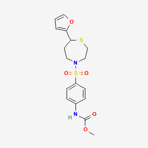 molecular formula C17H20N2O5S2 B2589449 甲基(4-((7-(呋喃-2-基)-1,4-噻吩-4-基)磺酰基)苯基)氨基甲酸酯 CAS No. 1705224-09-4
