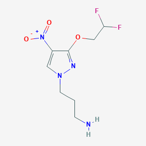 molecular formula C8H12F2N4O3 B2589457 3-[3-(2,2-difluoroethoxy)-4-nitro-1H-pyrazol-1-yl]propan-1-amine CAS No. 1855945-09-3