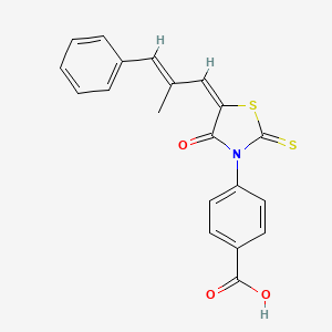 molecular formula C20H15NO3S2 B2589460 4-((E)-5-((E)-2-methyl-3-phenylallylidene)-4-oxo-2-thioxothiazolidin-3-yl)benzoic acid CAS No. 342046-11-1