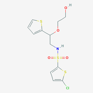 molecular formula C12H14ClNO4S3 B2589463 5-氯-N-(2-(2-羟乙氧基)-2-(噻吩-2-基)乙基)噻吩-2-磺酰胺 CAS No. 2034615-55-7