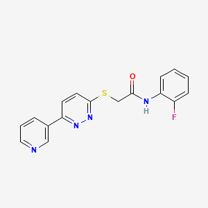 molecular formula C17H13FN4OS B2589469 N-(2-fluorophenyl)-2-(6-pyridin-3-ylpyridazin-3-yl)sulfanylacetamide CAS No. 872702-05-1