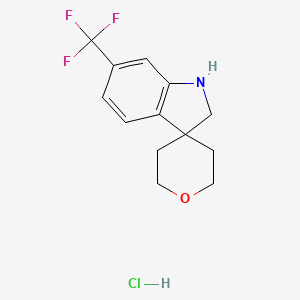 molecular formula C13H15ClF3NO B2589471 6-(三氟甲基)-1,2-二氢螺[吲哚-3,4'-氧杂环]盐酸盐 CAS No. 2197056-61-2