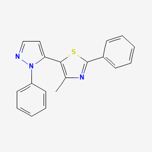 molecular formula C19H15N3S B2589473 4-methyl-2-phenyl-5-(1-phenyl-1H-pyrazol-5-yl)-1,3-thiazole CAS No. 2058516-02-0