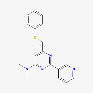 molecular formula C18H18N4S B2589475 N,N-dimethyl-6-[(phenylsulfanyl)methyl]-2-(3-pyridinyl)-4-pyrimidinamine CAS No. 303147-59-3