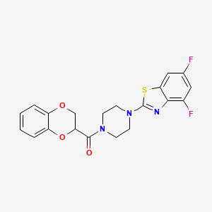 molecular formula C20H17F2N3O3S B2589476 (4-(4,6-Difluorobenzo[d]thiazol-2-yl)piperazin-1-yl)(2,3-dihydrobenzo[b][1,4]dioxin-2-yl)methanone CAS No. 897482-48-3