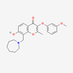 molecular formula C24H27NO5 B2589477 8-(氮杂环戊-1-基甲基)-7-羟基-3-(3-甲氧基苯氧基)-2-甲基-4H-色烯-4-酮 CAS No. 844455-15-8