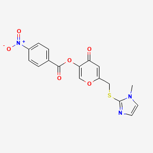 molecular formula C17H13N3O6S B2589478 6-(((1-methyl-1H-imidazol-2-yl)thio)methyl)-4-oxo-4H-pyran-3-yl 4-nitrobenzoate CAS No. 896309-70-9