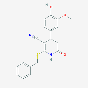 2-(Benzylsulfanyl)-4-(4-hydroxy-3-methoxyphenyl)-6-oxo-1,4,5,6-tetrahydropyridine-3-carbonitrile