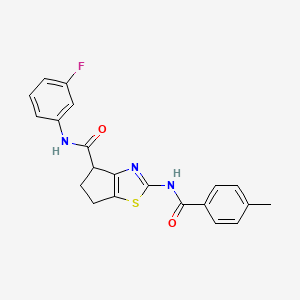 N-(3-fluorophenyl)-2-(4-methylbenzamido)-5,6-dihydro-4H-cyclopenta[d]thiazole-4-carboxamide