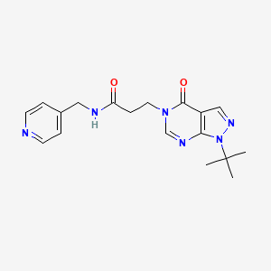 molecular formula C18H22N6O2 B2589483 3-(1-(叔丁基)-4-氧代-1H-吡唑并[3,4-d]嘧啶-5(4H)-基)-N-(吡啶-4-基甲基)丙酰胺 CAS No. 953149-60-5