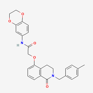 molecular formula C27H26N2O5 B2589488 N-(2,3-dihydro-1,4-benzodioxin-6-yl)-2-[[2-[(4-methylphenyl)methyl]-1-oxo-3,4-dihydroisoquinolin-5-yl]oxy]acetamide CAS No. 850906-35-3