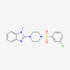 molecular formula C18H19ClN4O2S B2589489 2-(4-((3-chlorophenyl)sulfonyl)piperazin-1-yl)-1-methyl-1H-benzo[d]imidazole CAS No. 1100332-67-9