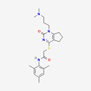 2-((1-(3-(dimethylamino)propyl)-2-oxo-2,5,6,7-tetrahydro-1H-cyclopenta[d]pyrimidin-4-yl)thio)-N-mesitylacetamide