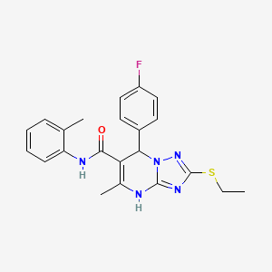 molecular formula C22H22FN5OS B2589498 2-(ethylthio)-7-(4-fluorophenyl)-5-methyl-N-(2-methylphenyl)-4,7-dihydro[1,2,4]triazolo[1,5-a]pyrimidine-6-carboxamide CAS No. 1021212-44-1