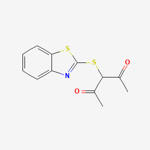 molecular formula C12H11NO2S2 B2589503 3-Benzothiazol-2-ylsulfanyl-pentane-2,4-dione CAS No. 91569-42-5