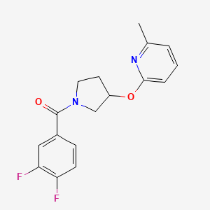 molecular formula C17H16F2N2O2 B2589504 (3,4-Difluorophenyl)(3-((6-methylpyridin-2-yl)oxy)pyrrolidin-1-yl)methanone CAS No. 1903119-52-7