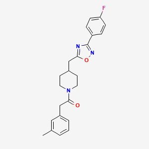 molecular formula C23H24FN3O2 B2589520 4-{[3-(4-Fluorophenyl)-1,2,4-oxadiazol-5-yl]methyl}-1-[(3-methylphenyl)acetyl]piperidine CAS No. 1775402-83-9