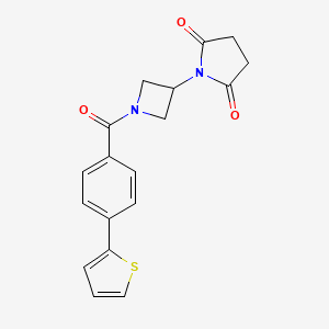 molecular formula C18H16N2O3S B2589530 1-(1-(4-(Thiophen-2-yl)benzoyl)azetidin-3-yl)pyrrolidine-2,5-dione CAS No. 1904335-12-1
