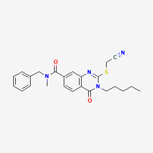molecular formula C24H26N4O2S B2589533 N-苄基-2-((氰基甲基)硫代)-N-甲基-4-氧代-3-戊基-3,4-二氢喹唑啉-7-甲酰胺 CAS No. 361472-68-6
