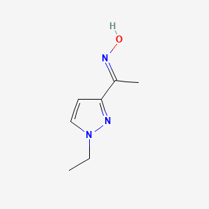 molecular formula C7H11N3O B2589539 1-(1-Ethylpyrazol-3-yl)-1-(hydroxyimino)ethane CAS No. 1173400-43-5