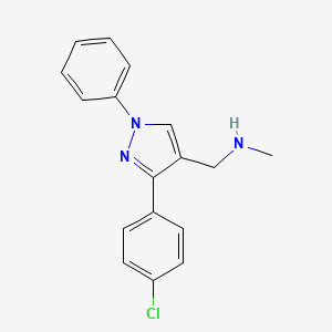 molecular formula C17H16ClN3 B2589541 {[3-(4-chlorophenyl)-1-phenyl-1H-pyrazol-4-yl]methyl}(methyl)amine CAS No. 956261-64-6