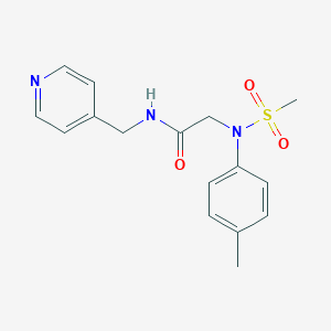 molecular formula C16H19N3O3S B258955 2-[4-methyl(methylsulfonyl)anilino]-N-(4-pyridinylmethyl)acetamide 