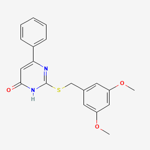 molecular formula C19H18N2O3S B2589552 2-((3,5-二甲氧基苄基)硫代)-6-苯基嘧啶-4(3H)-酮 CAS No. 899965-67-4
