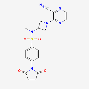 molecular formula C19H18N6O4S B2589560 N-[1-(3-Cyanopyrazin-2-yl)azetidin-3-yl]-4-(2,5-dioxopyrrolidin-1-yl)-N-methylbenzenesulfonamide CAS No. 2380079-73-0