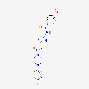 molecular formula C23H23FN4O3S B2589568 N-(4-(2-(4-(4-fluorophenyl)piperazin-1-yl)-2-oxoethyl)thiazol-2-yl)-4-methoxybenzamide CAS No. 1005308-08-6