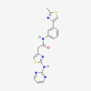 molecular formula C19H16N6OS2 B2589569 N-(3-(2-甲基噻唑-4-基)苯基)-2-(2-(嘧啶-2-基氨基)噻唑-4-基)乙酰胺 CAS No. 1226453-66-2