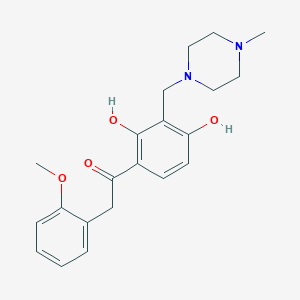 molecular formula C21H26N2O4 B2589571 1-(2,4-二羟基-3-((4-甲基哌嗪-1-基)甲基)苯基)-2-(2-甲氧基苯基)乙酮 CAS No. 1021218-54-1