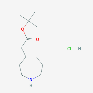 molecular formula C12H24ClNO2 B2589577 Tert-butyl 2-(azepan-4-yl)acetate hydrochloride CAS No. 1864053-29-1
